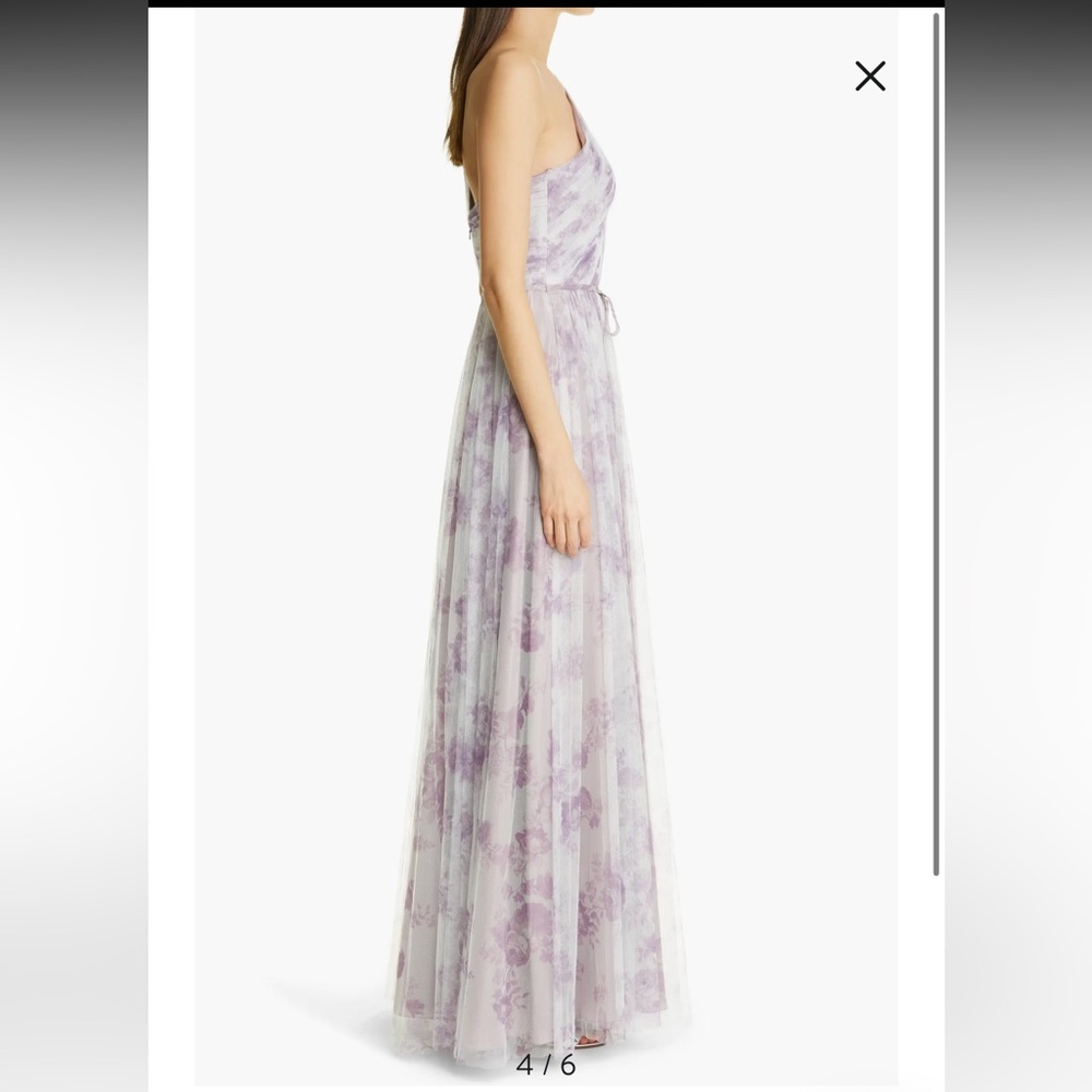 Marchesa Notte Bridesmaid***One-Shoulder Lavender Floral Gown***US 6 $325 - Picture 6 of 15